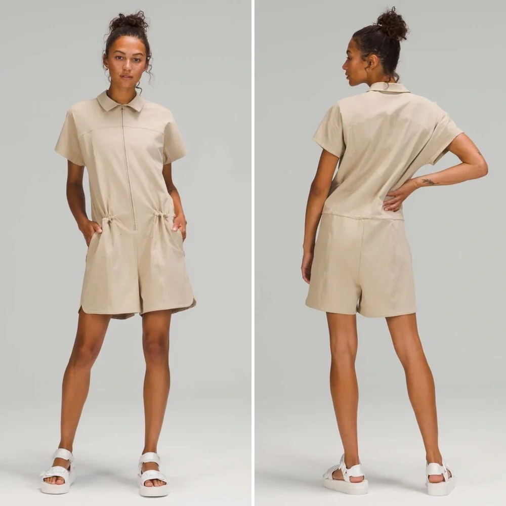 lululemon athletica Beige Short-Sleeve Utility Romper - Picture 1 of 10